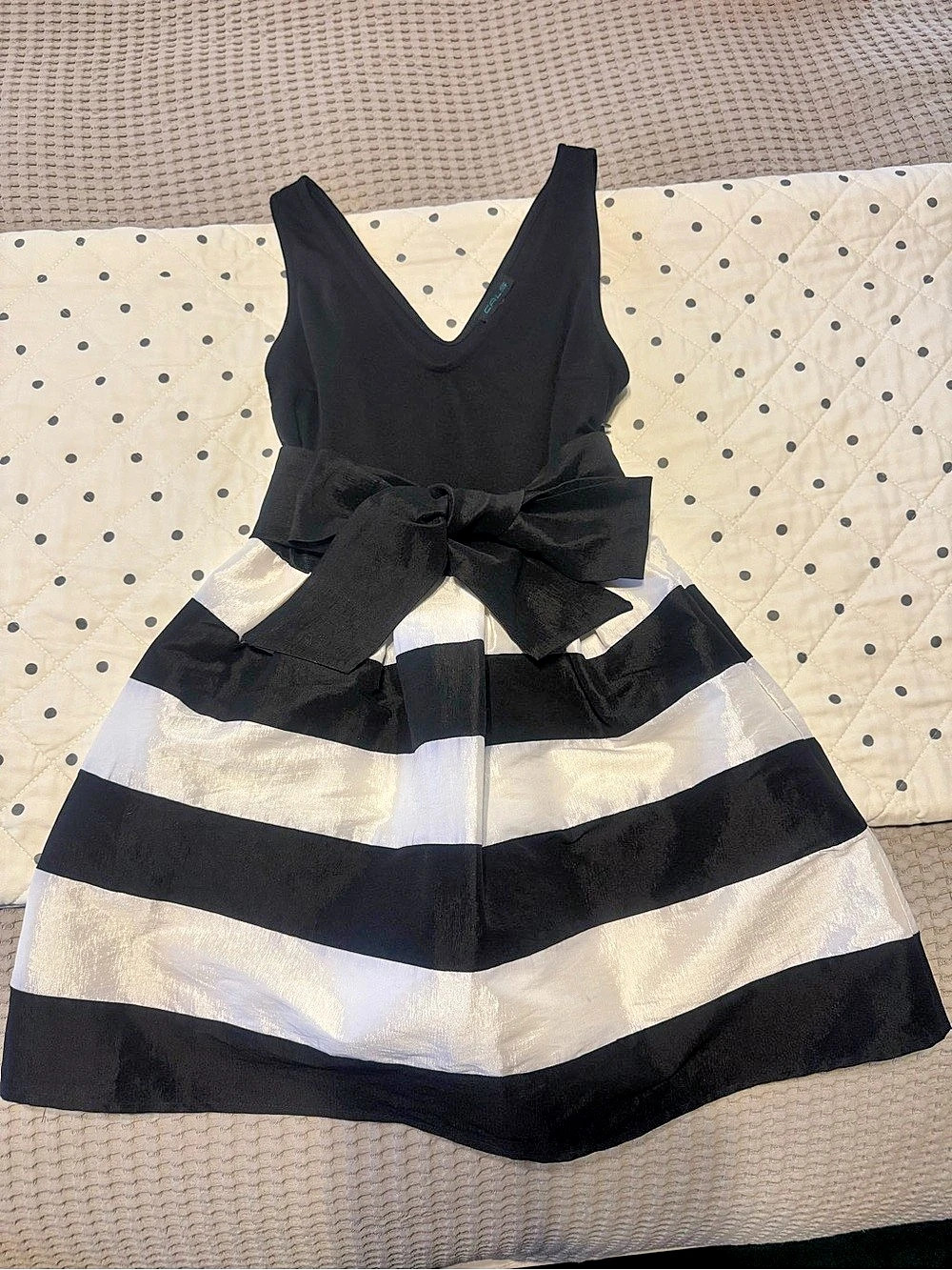 Black & White Striped Mini Party Dress